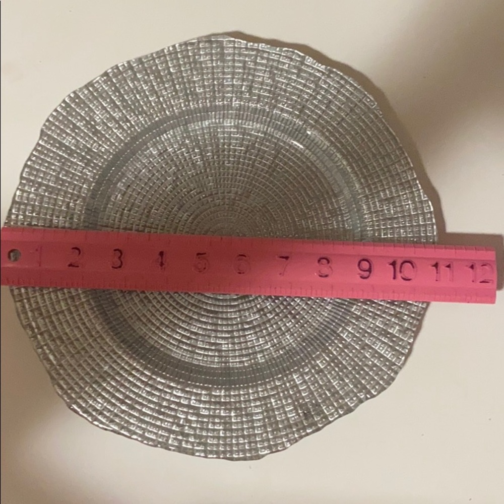 Silver 11” dia. Decorative Glass Plate - Picture 3 of 3